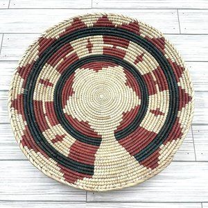 Hand Woven Coil Basket Grass Star Natural Wicker Bowl Boho Wall Hanging 14” / 2